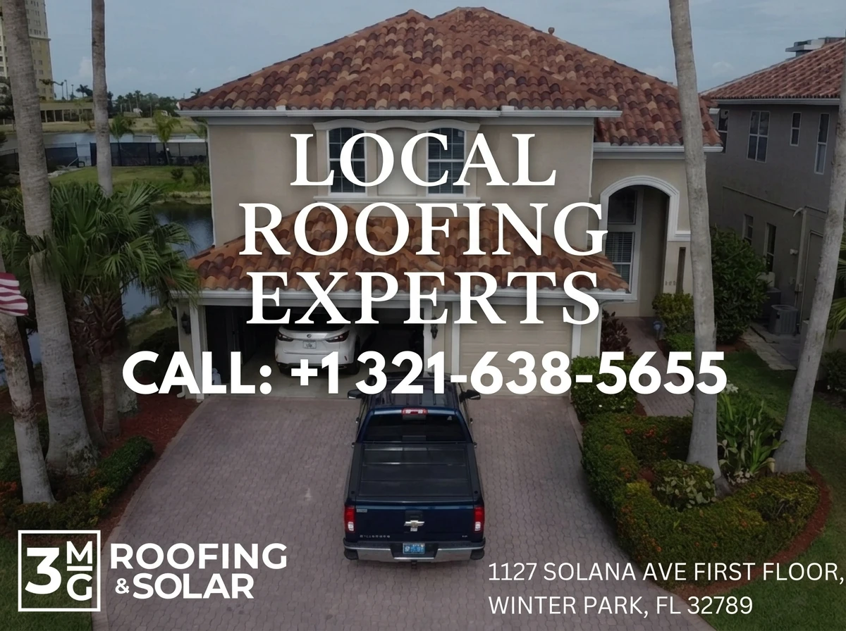 Local roofing experts inspecting a roof in Heathrow, FL &mdash; 3MG Roofing & Solar